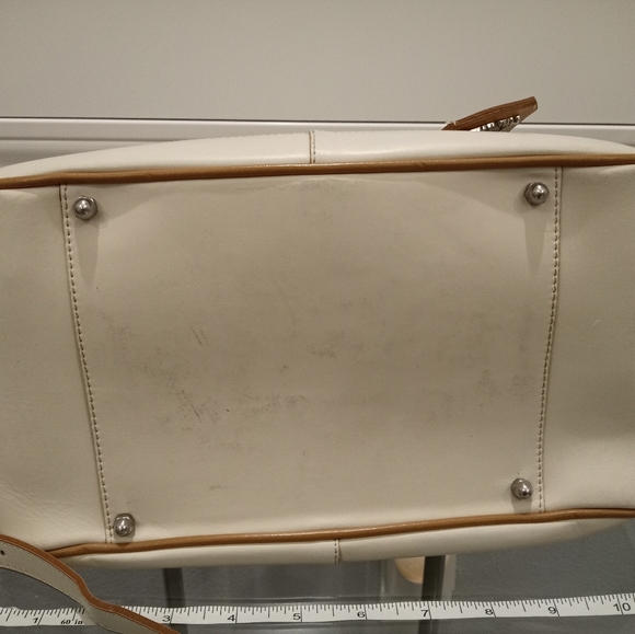 Nardelli ivory and camel leather crossbody bowler Boston bag - Picture 10 of 12